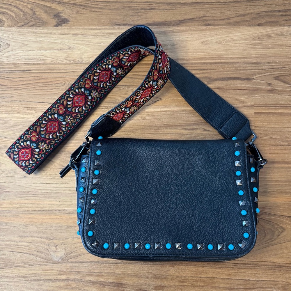 Urban Expressions Black Crossbody Bag with Blue Accents